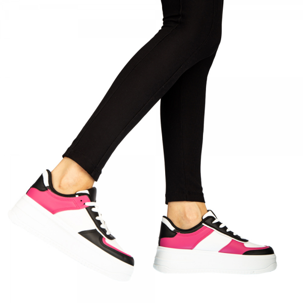 Γυναικεία αθλητικά παπούτσια Biona λευκά με ροζ, 4 - Kalapod.gr